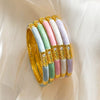 Elegant Geometric Plated Bracelet With Glossy Finish And Semihollow Design Versatile Fashion Jewelry Accessory