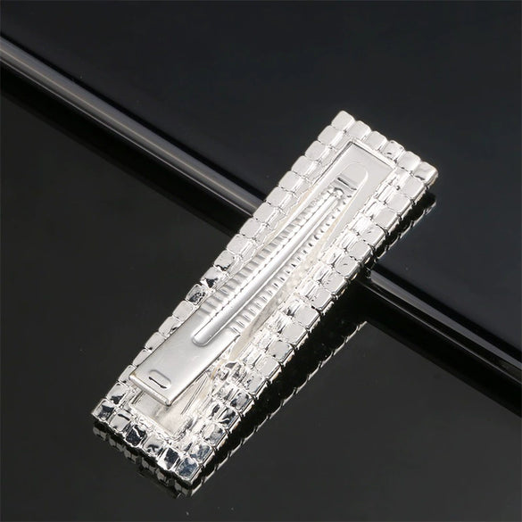 Elegant Geometric Rhinestone Hairpin Side Clip For Women Full Rhinestone Diamond Bangs Barrette Hair Accessory