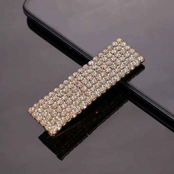 Elegant Geometric Rhinestone Hairpin Side Clip For Women Full Rhinestone Diamond Bangs Barrette Hair Accessory