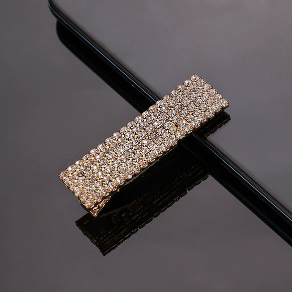 Elegant Geometric Rhinestone Hairpin Side Clip For Women Full Rhinestone Diamond Bangs Barrette Hair Accessory