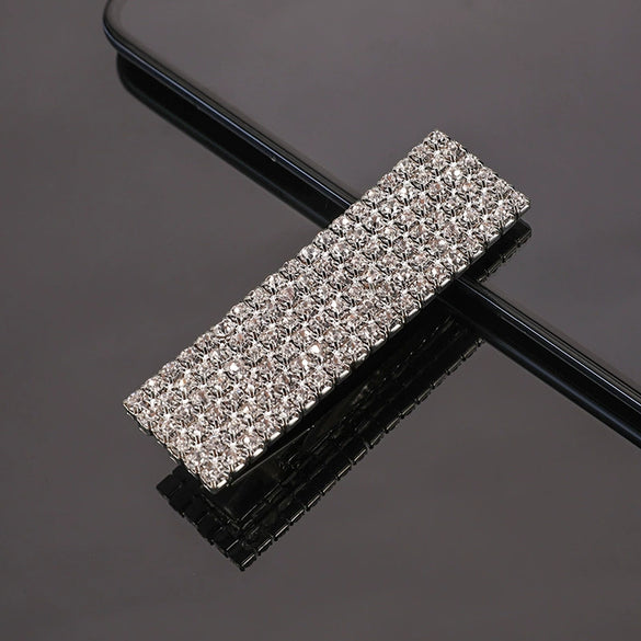 Elegant Geometric Rhinestone Hairpin Side Clip For Women Full Rhinestone Diamond Bangs Barrette Hair Accessory
