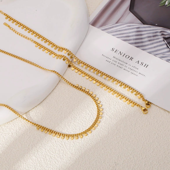 Elegant Geometric Round Pendant Clavicle Chain Unisex Minimalist Necklace