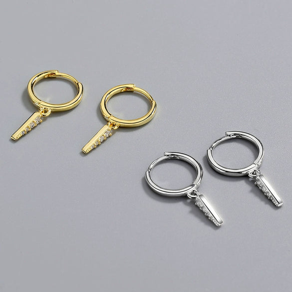 Elegant Geometric S925 Sterling Silver Earrings With Micro Diamond Studded Electroplated Light Luxury Ear Buckle Jewelry
