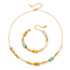 Elegant Geometric Shell Inlay Gold Plated Stainless Steel Necklace And Bracelet Set For Women