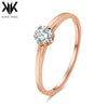 Elegant Geometric Stainless Steel Women's Ring In Rose Gold Color With Diamond Accent Fashion Jewelry Accessory