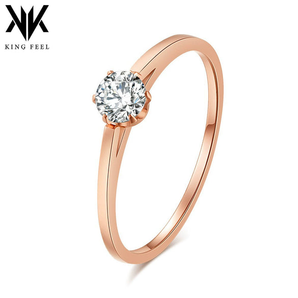 Elegant Geometric Stainless Steel Women's Ring In Rose Gold Color With Diamond Accent Fashion Jewelry Accessory
