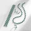 Elegant Geometric Synthetic Emerald Earrings 925 Silver With Diamond Design