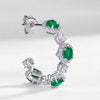 Elegant Geometric Synthetic Emerald Earrings 925 Silver With Diamond Design