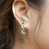 Elegant Geometric Synthetic Emerald Earrings 925 Silver With Diamond Design