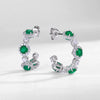 Elegant Geometric Synthetic Emerald Earrings 925 Silver With Diamond Design
