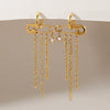 Elegant Geometric Tassel Zircon Earrings For Women Stainless Steel Titanium Steel Stud Earrings Vacuum Gold Plated