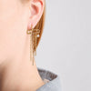 Elegant Geometric Tassel Zircon Earrings For Women Stainless Steel Titanium Steel Stud Earrings Vacuum Gold Plated