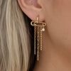 Elegant Geometric Tassel Zircon Earrings For Women Stainless Steel Titanium Steel Stud Earrings Vacuum Gold Plated