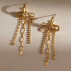Elegant Geometric Tassel Zircon Earrings For Women Stainless Steel Titanium Steel Stud Earrings Vacuum Gold Plated