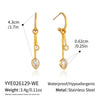Elegant Geometric Titanium Steel Earrings With Detachable Cshaped Tassels Cubic Zirconia And Vacuum Gold Pvd Plating