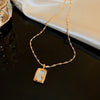 Copper Elegant Inlay Geometric Artificial Pearls Rhinestones Necklace