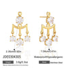 Elegant Geometric Zircon Earrings For Women Stainless Steel Titanium Steel With Vacuum Gold Plating And Detachable Front And Back Design