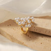 Elegant Glam Luxurious Geometric Copper Plating Inlay Artificial Pearls Zircon 18k Gold Plated Open Rings