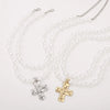 Elegant Glam Streetwear Cross Imitation Pearl Alloy Wholesale Double Layer Necklaces