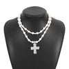 Elegant Glam Streetwear Cross Imitation Pearl Alloy Wholesale Double Layer Necklaces