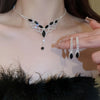 Elegant Glam Water Droplets Alloy Tassel Inlay Rhinestones Silver Plated Women'S Necklace