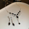 Elegant Glam Water Droplets Alloy Tassel Inlay Rhinestones Silver Plated Women'S Necklace