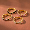 Elegant Gold Plated Stainless Steel Geometric Ring With Zircon Setting For Women Fashion Jewelry