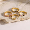 Elegant Gold Plated Stainless Steel Geometric Ring With Zircon Setting For Women Fashion Jewelry