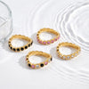 Elegant Gold Plated Stainless Steel Geometric Ring With Zircon Setting For Women Fashion Jewelry