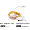 Elegant Gold Plated Stainless Steel Geometric Ring With Zircon Setting For Women Fashion Jewelry