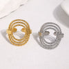 Elegant Gold Plated Stainless Steel Open Ring For Women With Geometric Circle Texture And Simple Versatile Style