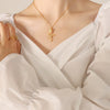 Elegant Gold Rose Flower Pendant Necklace For Women Titanium Steel Electroplated Floral Necklace Simple Retro Style