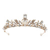 Elegant Gold Tone Rhinestone Pearl Bridal Crown Wedding Headpiece For Women And Formal Ceremony Accessories