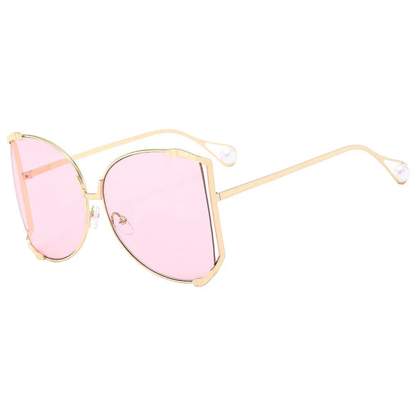 Elegant Gradient Color Pc Square Pearl Full Frame Women'S Sunglasses