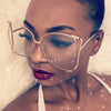 Elegant Gradient Color Pc Square Pearl Full Frame Women'S Sunglasses