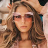 Elegant Gradient Color Pc Square Pearl Full Frame Women'S Sunglasses