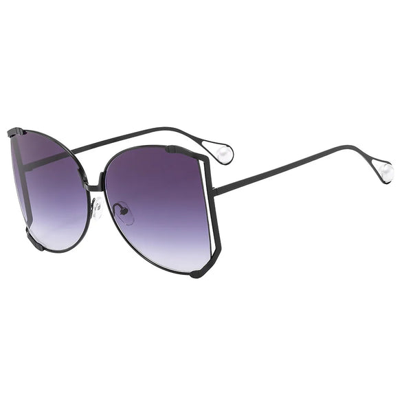 Elegant Gradient Color Pc Square Pearl Full Frame Women'S Sunglasses