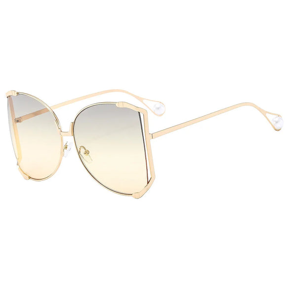 Elegant Gradient Color Pc Square Pearl Full Frame Women'S Sunglasses