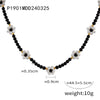 Elegant Handmade Beaded Natural Stone Necklace With Flower Woven Accessories And Ball Chain For Women In Middle Ancient And Geometric Style
