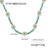 Elegant Handmade Beaded Natural Stone Necklace With Flower Woven Accessories And Ball Chain For Women In Middle Ancient And Geometric Style