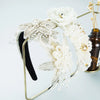 Elegant Handmade Pearl Beaded Headband With Rhinestone Flower Detail And Exaggerated Baroque Style For Women