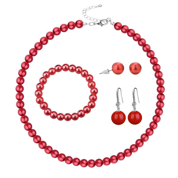 Elegant Handmade Round Glass Bead Jewelry Set For Women With Ball Chain Necklace Earrings And Hand Accessory
