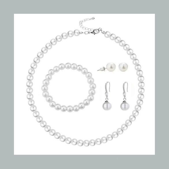 Elegant Handmade Round Glass Bead Jewelry Set For Women With Ball Chain Necklace Earrings And Hand Accessory