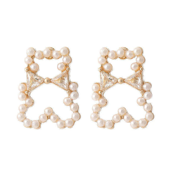 Elegant Heart Shape Bow Knot Alloy Women's Earrings 1 Pair