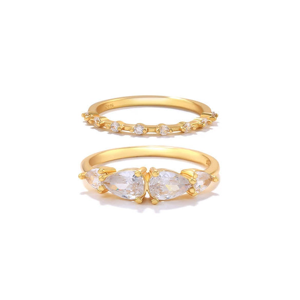 Elegant High End Stacked Gem Ring In Copper With Flower Hollow Thread And Oval Shape Electroplated For Women Geometric Style