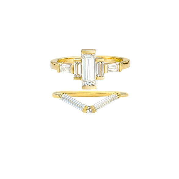 Elegant High End Stacked Gem Ring In Copper With Flower Hollow Thread And Oval Shape Electroplated For Women Geometric Style