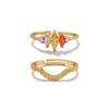 Elegant High End Stacked Gem Ring In Copper With Flower Hollow Thread And Oval Shape Electroplated For Women Geometric Style