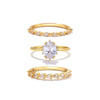Elegant High End Stacked Gem Ring In Copper With Flower Hollow Thread And Oval Shape Electroplated For Women Geometric Style