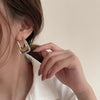 Elegant High Grade U Shaped Women's Earrings In Retro Cold Style Made Of Alloy With Geometric Design And Diamond Treatment