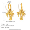 Elegant Highend Stainless Steel 18K Gold Plated Oil Dripping Tassel Flower Coconut Tree Earrings For Women